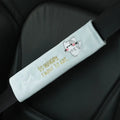 Plush embroidered car headrest shoulder pad with cartoon lion design in blue