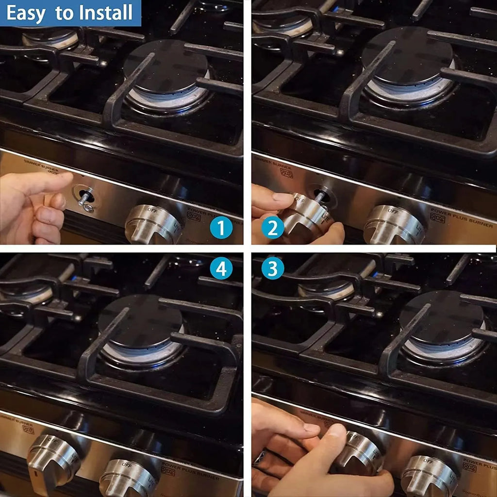 Single silver metal oven stove control knob with 5.3cm diameter