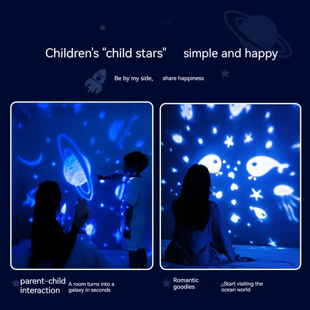 Rabbit star light projector lamp in pink or white, USB rechargeable, 110x93x121mm, for children's bedroom decor