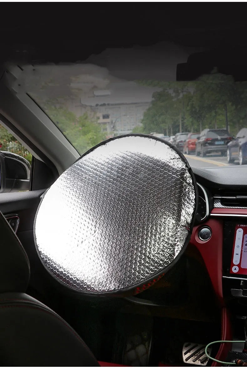 Car steering wheel sunshade cover made from aluminium foil for sun heat protection
