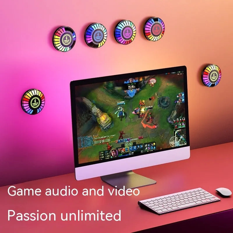 Black desktop magnetic RGB ambience light with 60cm dimensions and magnetic suction base
