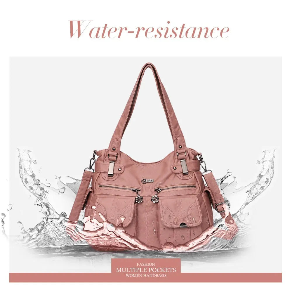 Fashion ladies soft PU leather messenger bag with zipper pocket crossbody casual tote in horizontal square shape