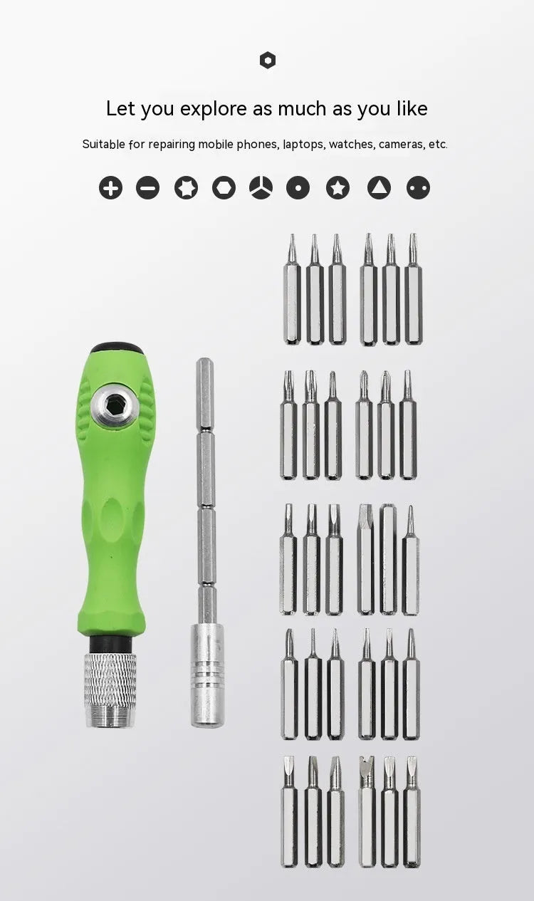 32-in-1 precision screwdriver set for mobile phone and digital device repair