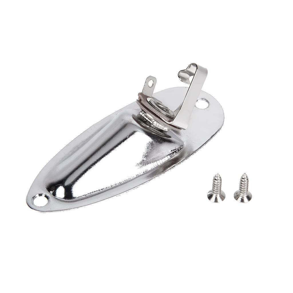 Black and silver electric guitar output jack socket connector for guitar repair