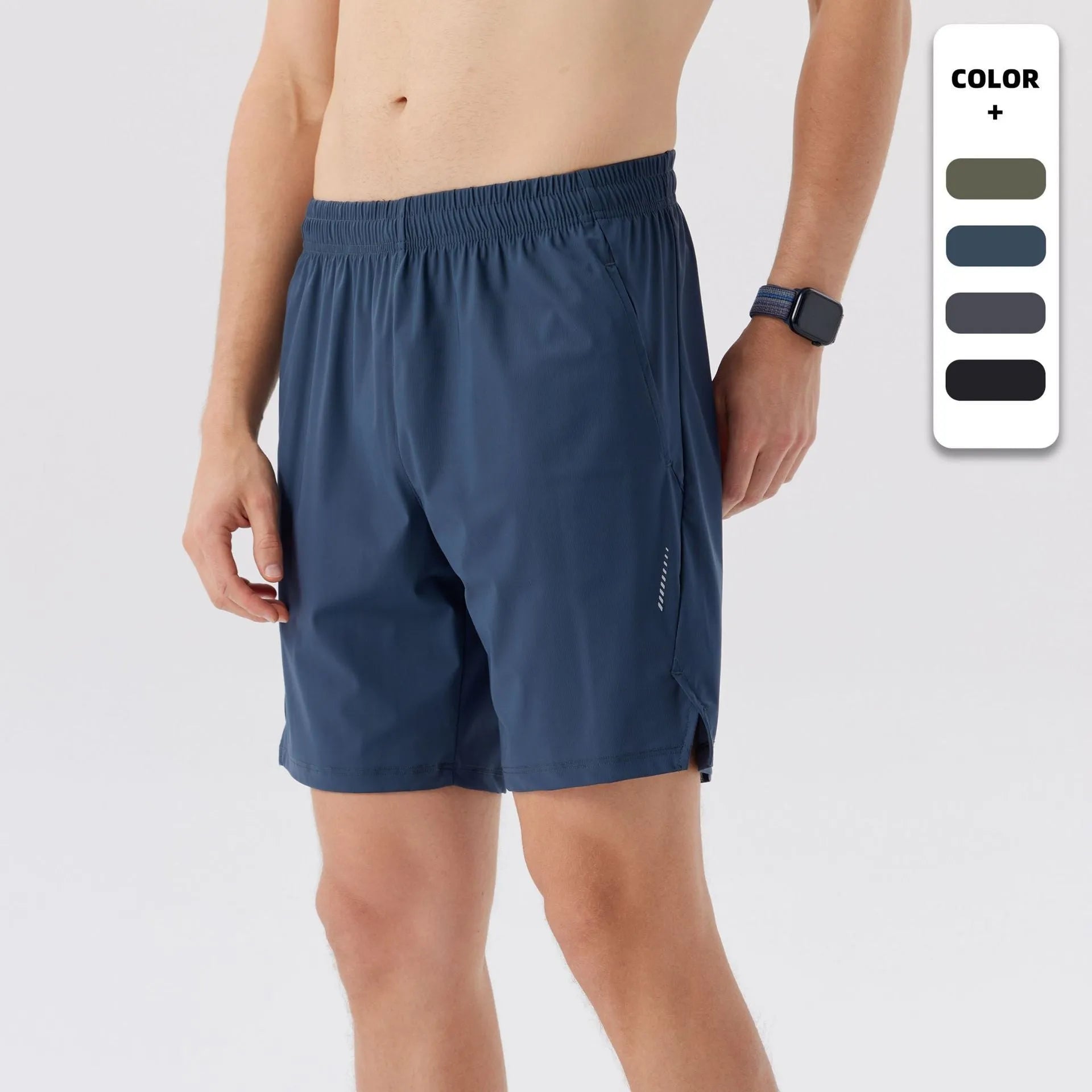 Men's ice silk nylon sports shorts in mid-waist design with breathable fabric