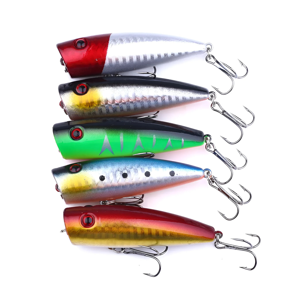 Pack of 5 freshwater fishing embryonic baits in ABS plastic, 7cm long with 9g weight and 6# hook