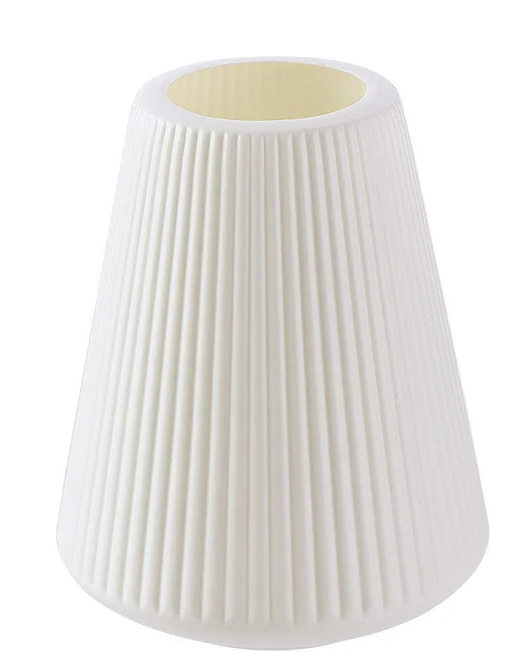 Blue melamine plastic decorative flower vase measuring 16cm by 20cm on a desktop.