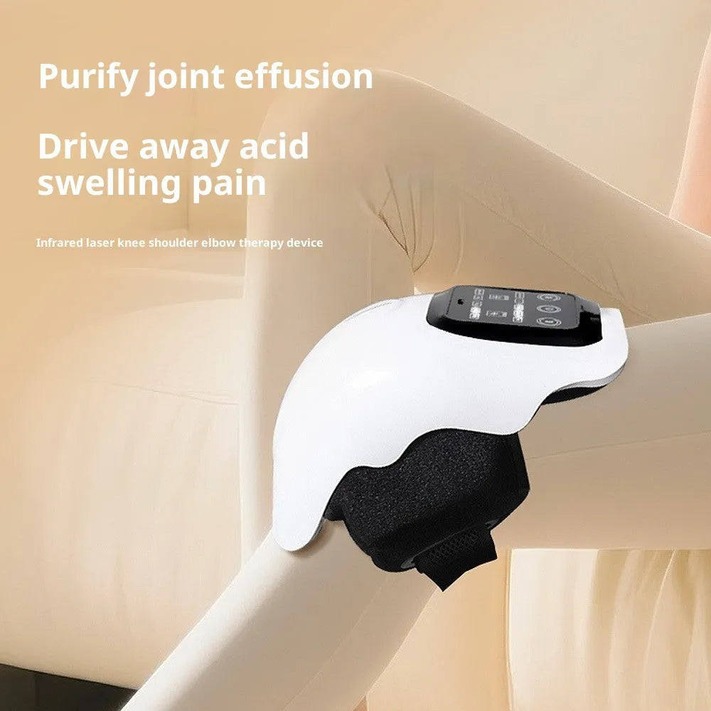 White LCD smart electric heating knee massager with infrared constant temperature heat therapy for legs