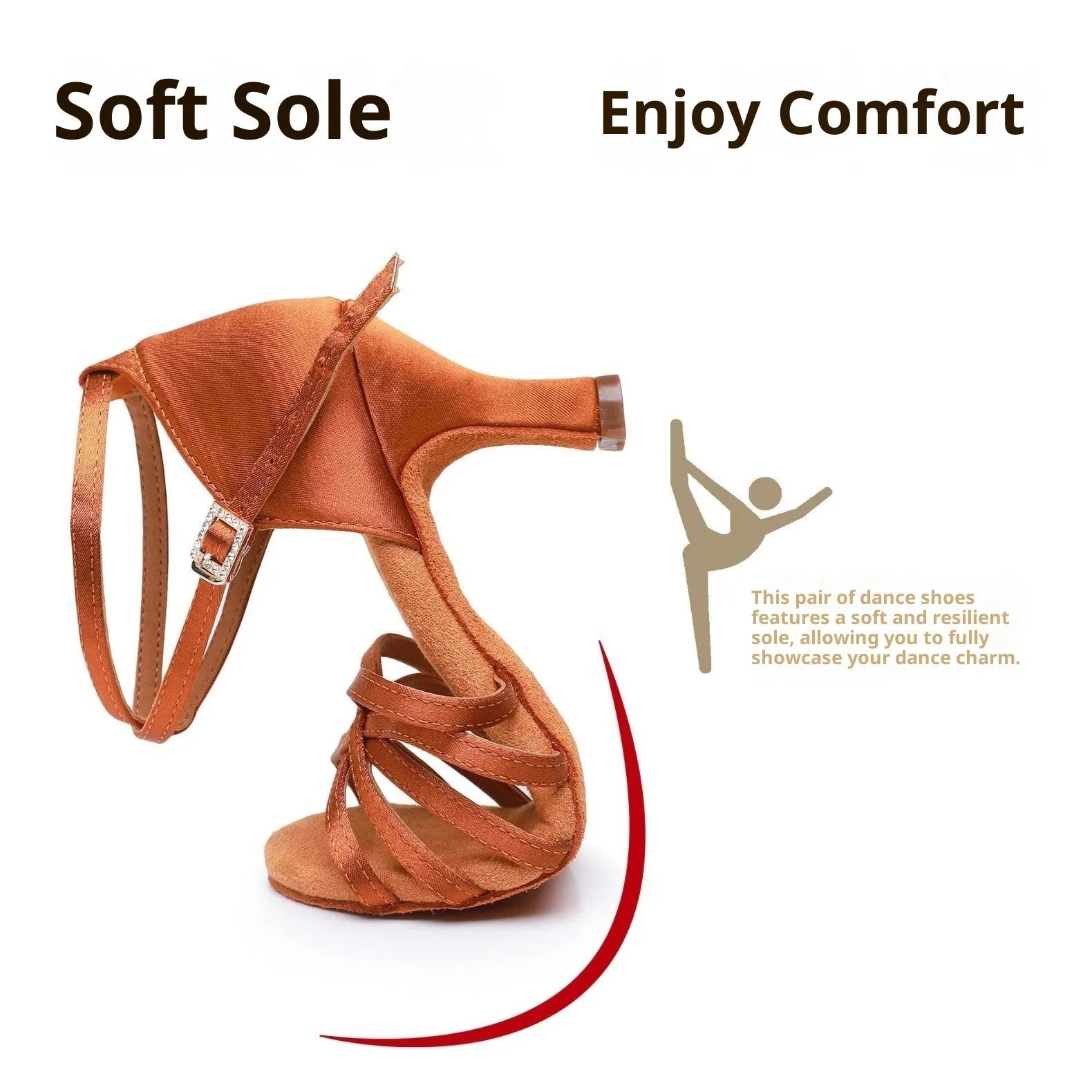 Latin dance shoes for women soft bottom 5cm heel leather sole beige colour