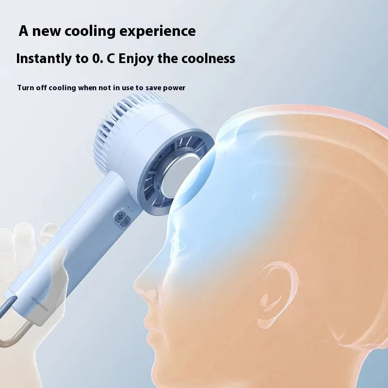 White handheld turbo jet fan with brushless motor showing touch controls and compact design