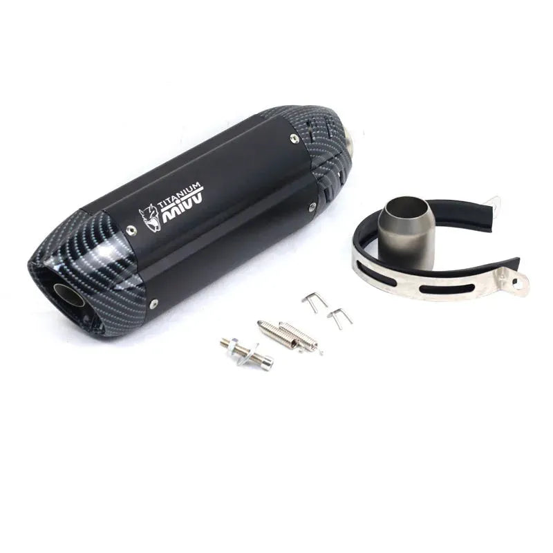 Stainless steel motorcycle exhaust modification kit with 51mm interface and hexagonal design