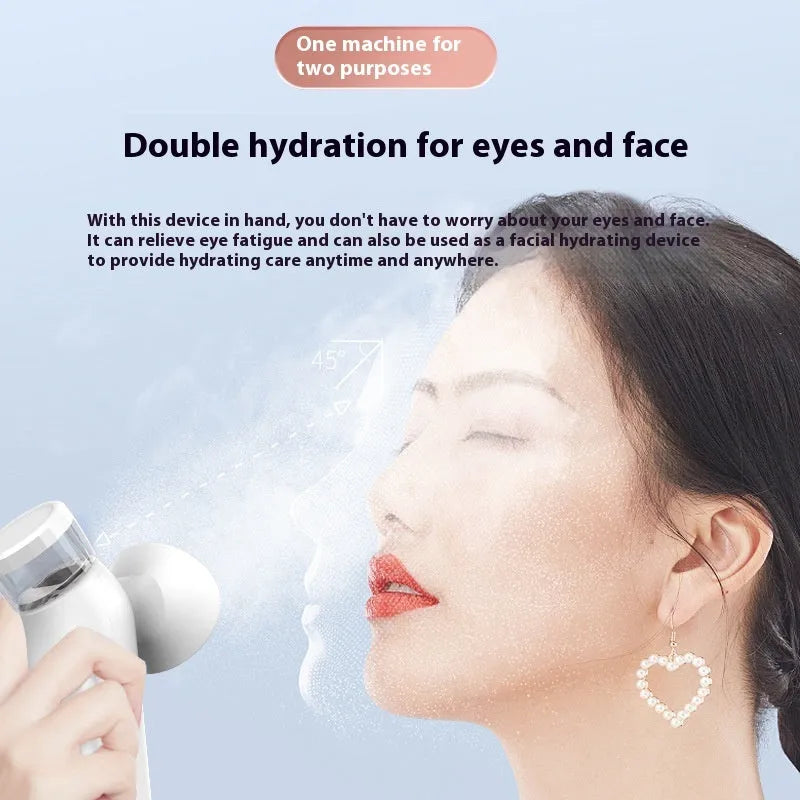 White rechargeable portable cold and hot compress eye mask with carrying case and accessories