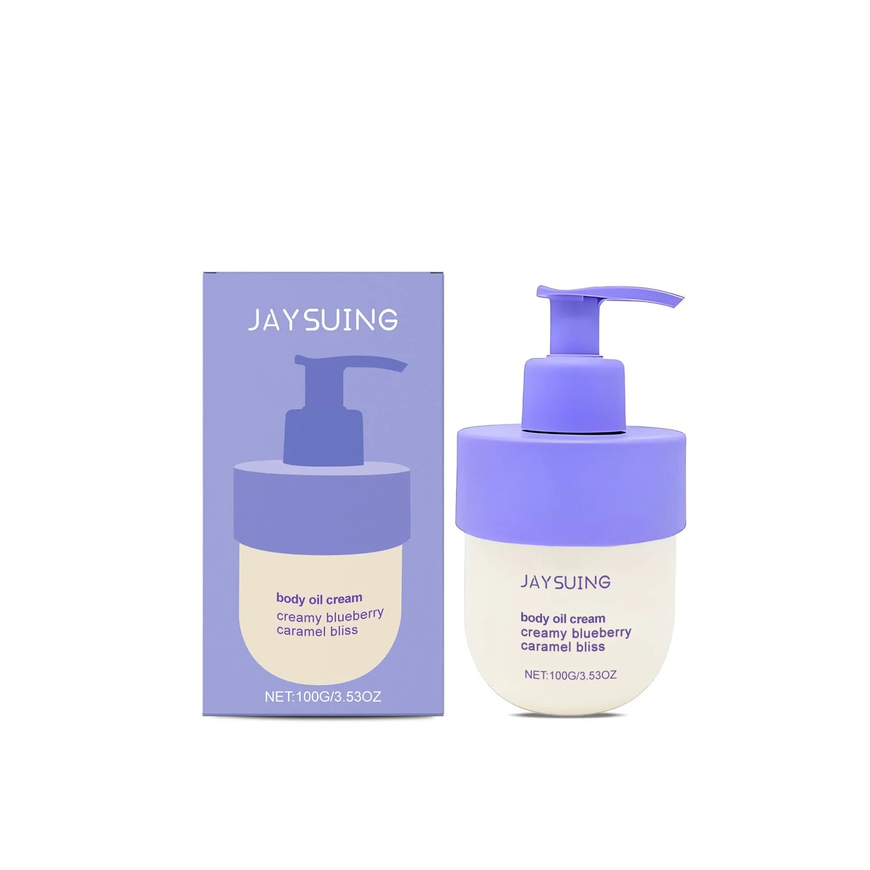 114g blueberry caramel body cream container with lavender oil for universal skin types