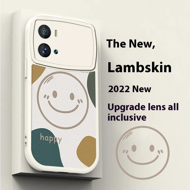 VIVO iQOO Neo6 silicone protective case in white with smiling face design, back cover with fall protection