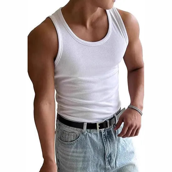Men's tight-fit round neck workout t-shirt in polyester with wool lining, shown on a mannequin.