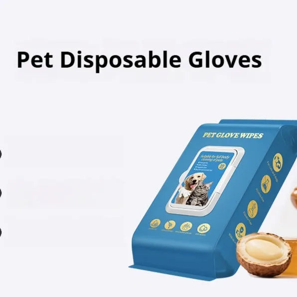 Disposable pet gloves for cat and dog bath cleaning in 20-piece wash-free packs