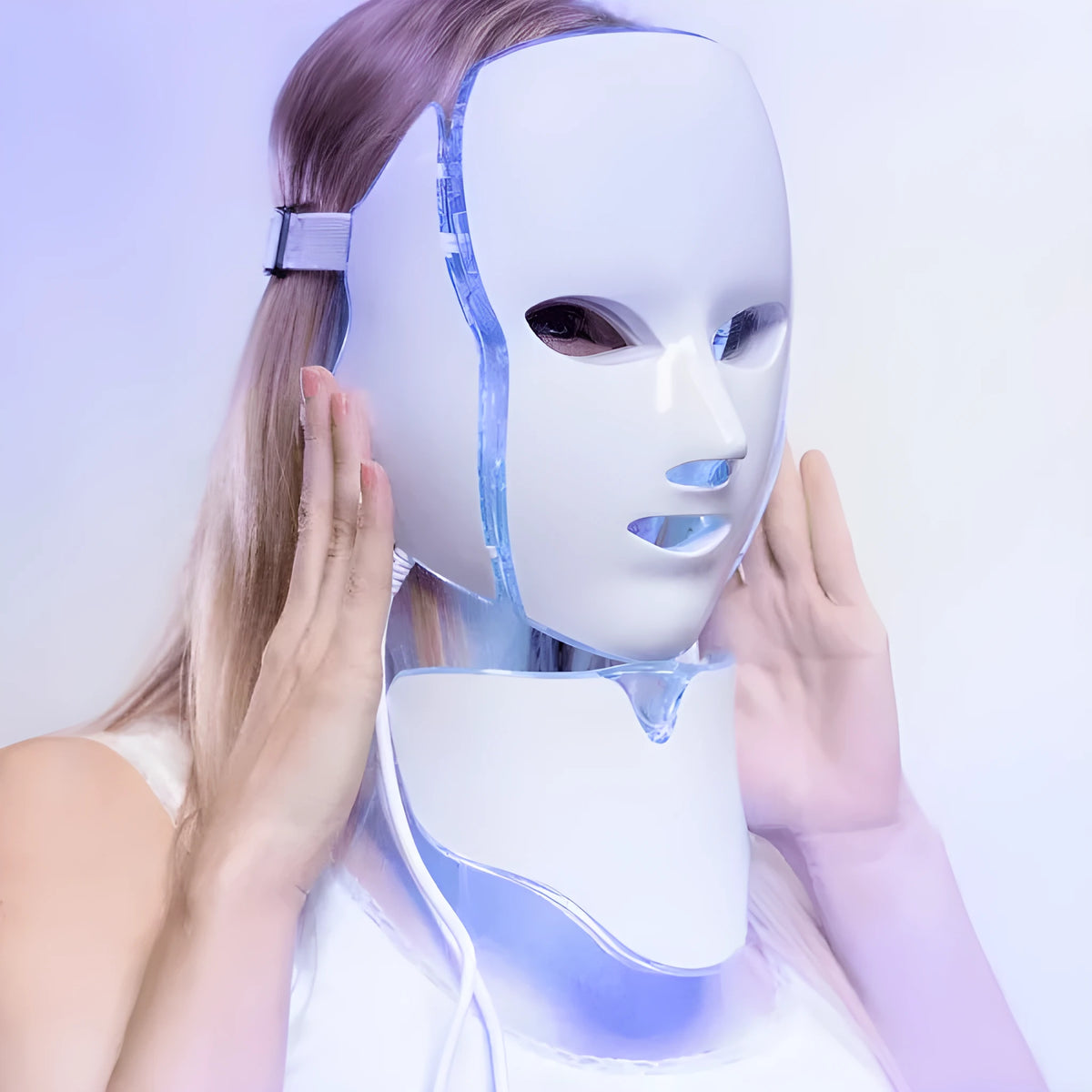 White plastic Anti Acne Led Mask Spectrometer with infrared and colour light functions for home skin care