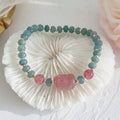 Women's natural blue water jade bead bracelet with gourd peace buckle charm