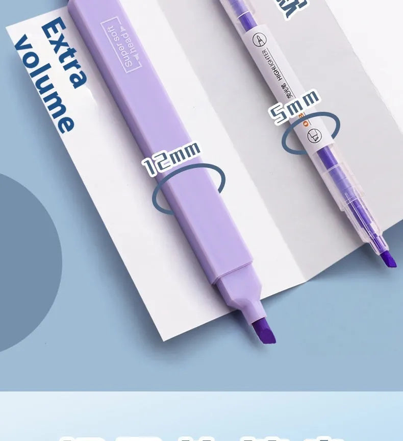 Set of double-headed fluorescent marking pens showing both highlighting and writing tips in mixed colours