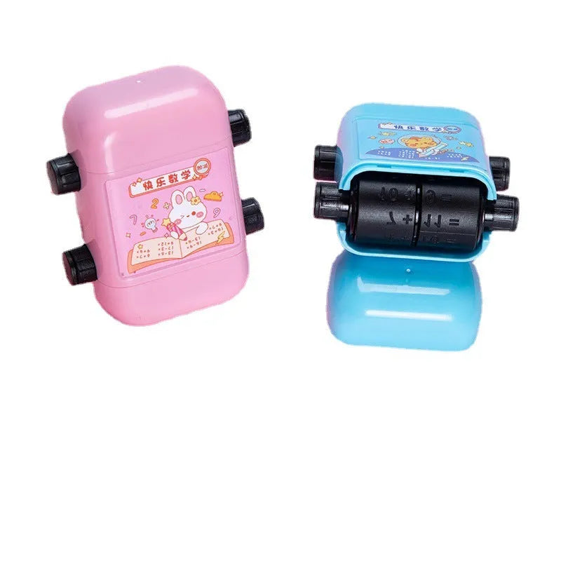Colour‑coded children's maths training seals for addition, subtraction, multiplication and division practice.
