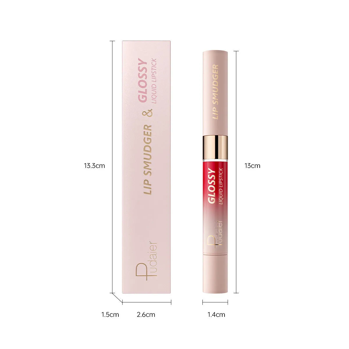 Double-headed lipstick and lip gloss set showing ten matte finish colour options.