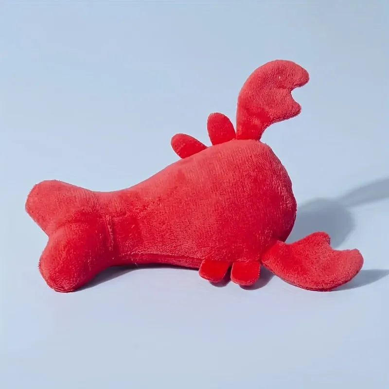 Red lobster squeaky stuffed dog toy for small breeds, 12.5 cm long