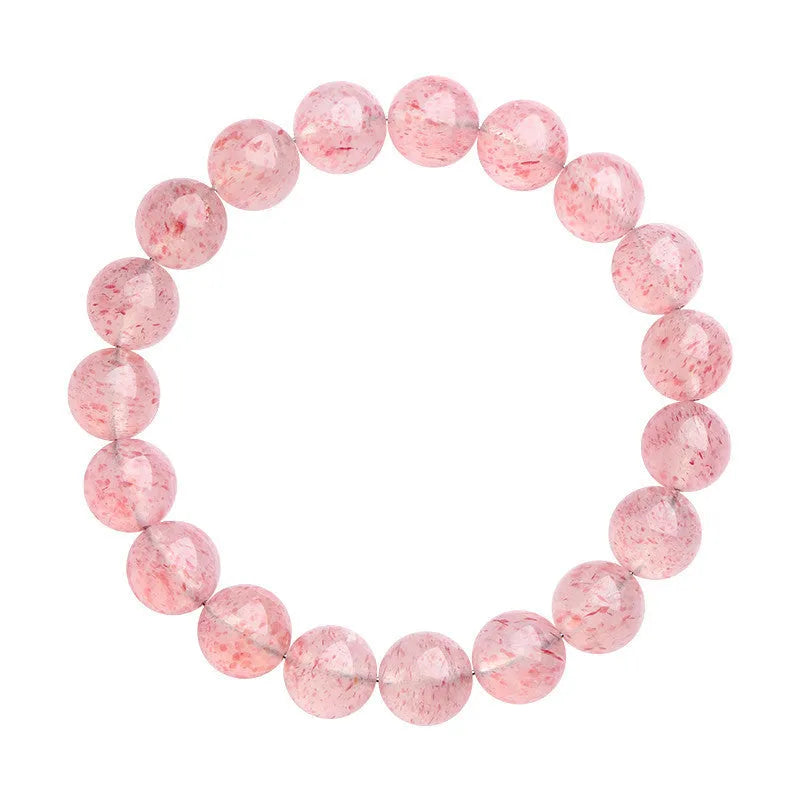 Natural white water strawberry quartz crystal ball bracelet with geometric beads
