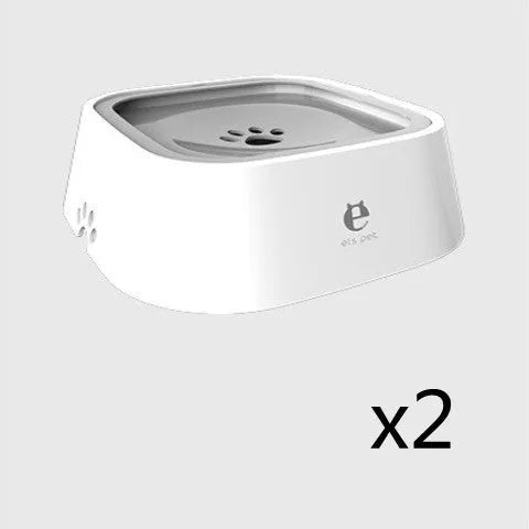 1.5L grey pet water bowl with floating plate, ABS and PP construction, anti-overflow design