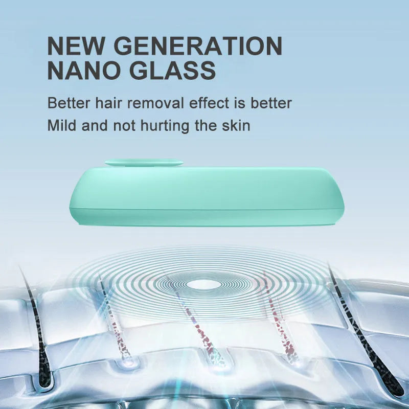 CJEER crystal hair removal device with nano-glass surface and metal finger ring in green colour