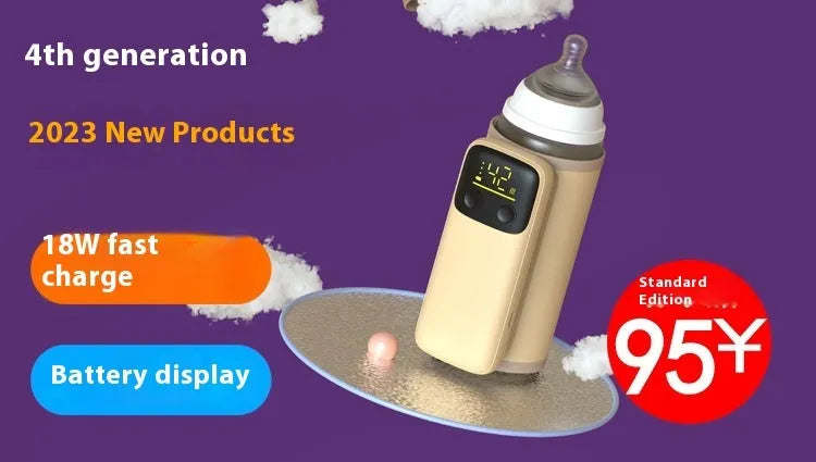 Universal baby bottle insulation cover and milk warmer with 8000mAh fast-charging battery