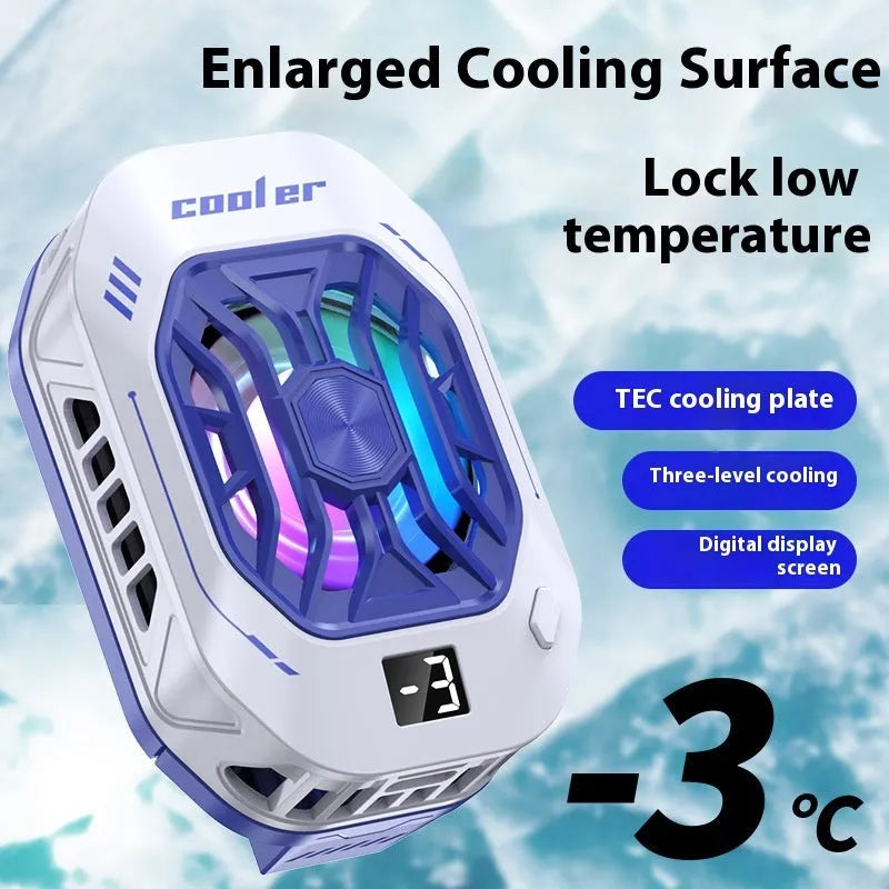 Mobile phone radiator with semiconductor refrigeration, three-gear temperature control, Type-C interface, ABS construction, 83x53x40mm, white colour option