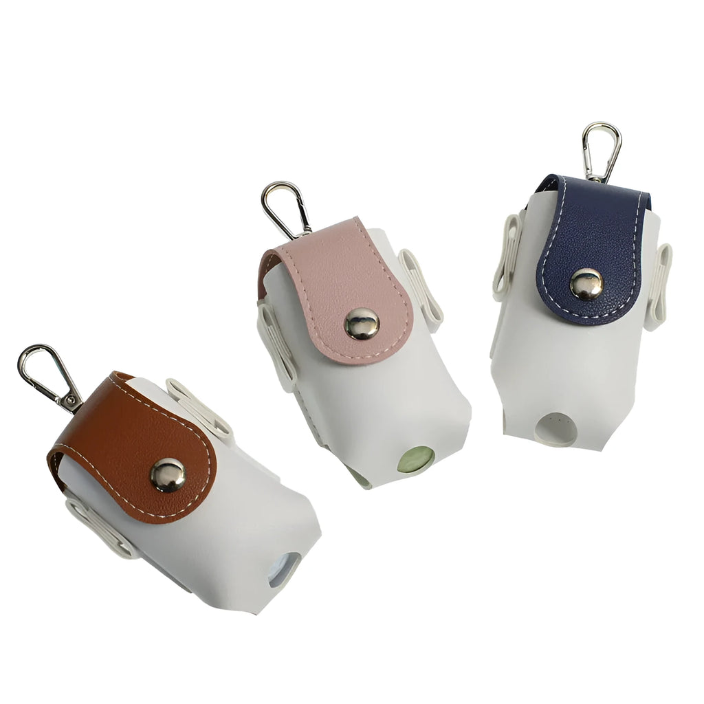 Mini PU golf ball pouch in pink, brown, blue and gray, 9.5 x 4.9 x 4.5cm, for golf balls and tees