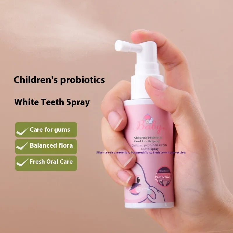 Children's probiotics anticavity oral spray bottle in strawberry and orange flavour options