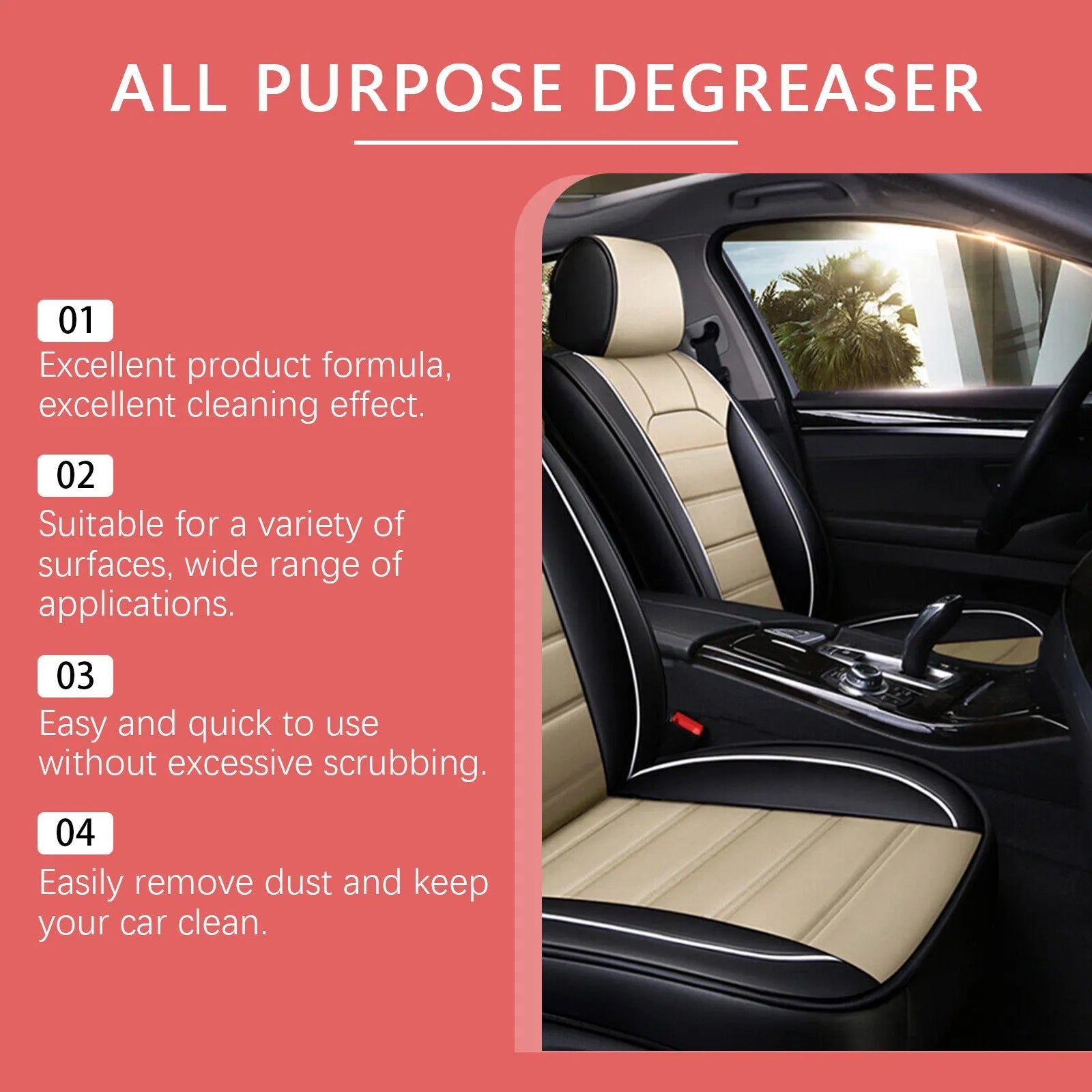 Car multifunction detergent 120ml bottle for cleaning fabric seats and steering wheels
