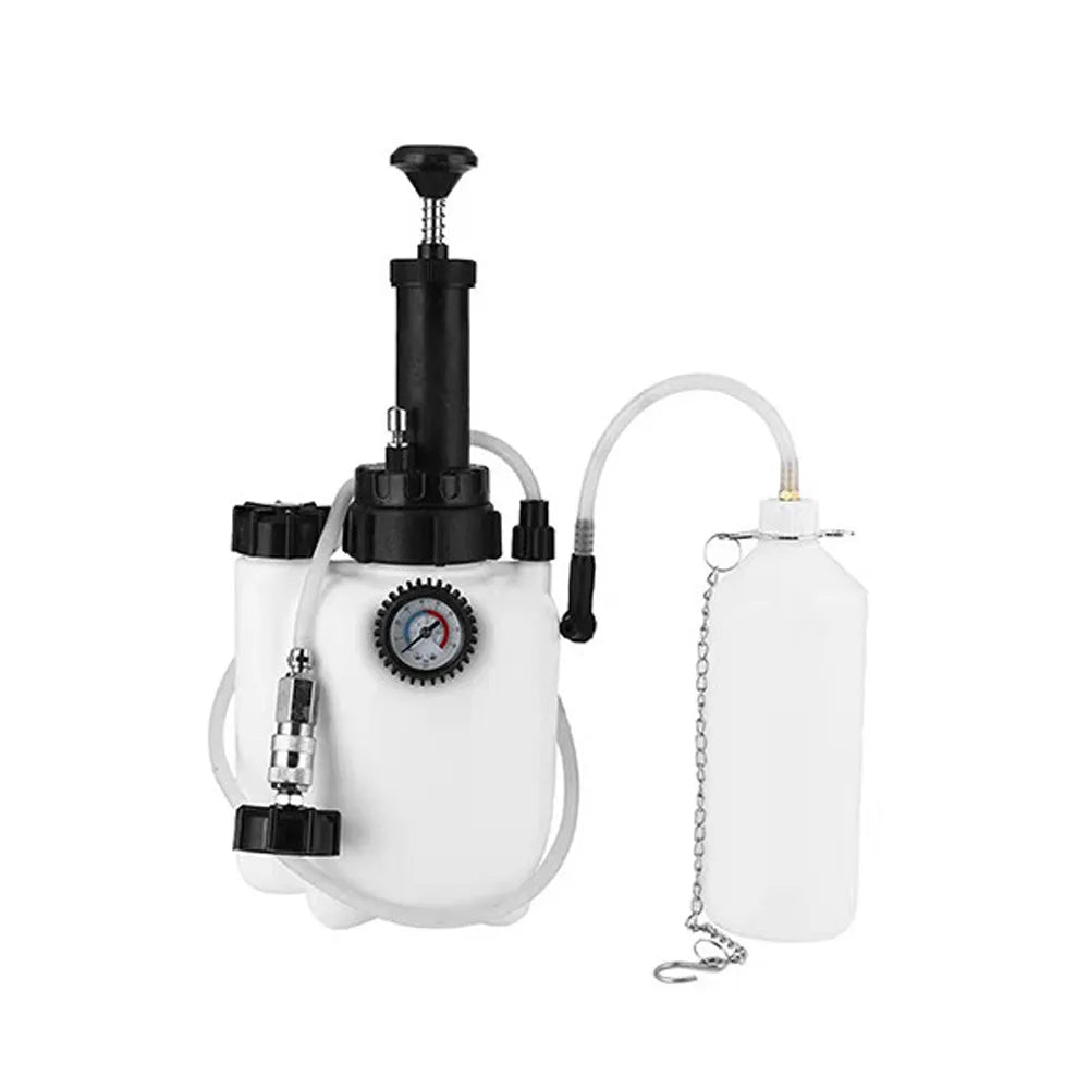 White 3-litre brake fluid replacement tank tool with copper and iron fittings