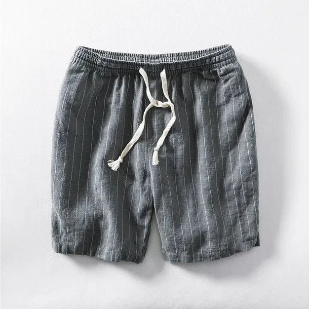 Men's striped summer casual shorts in straight-leg street style with super soft polyester fabric