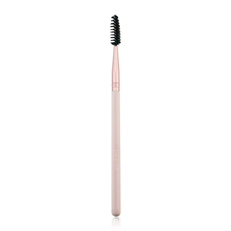 26-piece pink makeup brush set with wool bristles and wooden handles in PU storage bag