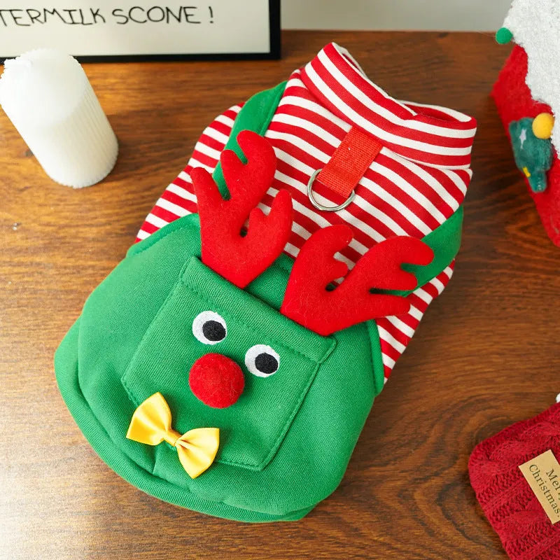 Christmas pet elk polyester vest suit in 501 four feet design on a small dog