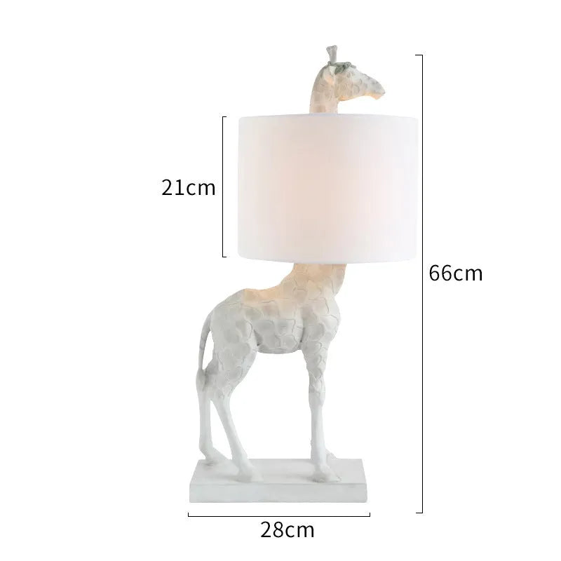 White and gold giraffe table lamp 66cm tall for bedside and study lighting