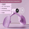 Pink and purple pelvic floor muscle trainer with rubber-coated surface and three resistance settings
