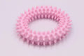 Blue TPR spiky circle ring dog chew toy for dental health and bite training.