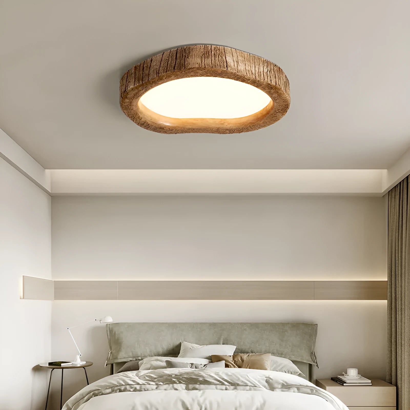 New Chinese style wood grain finish ceiling lamp in round shape