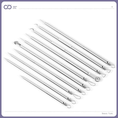 4-piece silver metal acne needle set with ultra-fine pointed tips for skin care