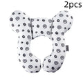 White U-shaped infant pillow with peach fabric cover and PP cotton filling for stroller neck support