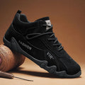 Men's grey low-top slip-on casual shoes with synthetic leather upper and rubber sole