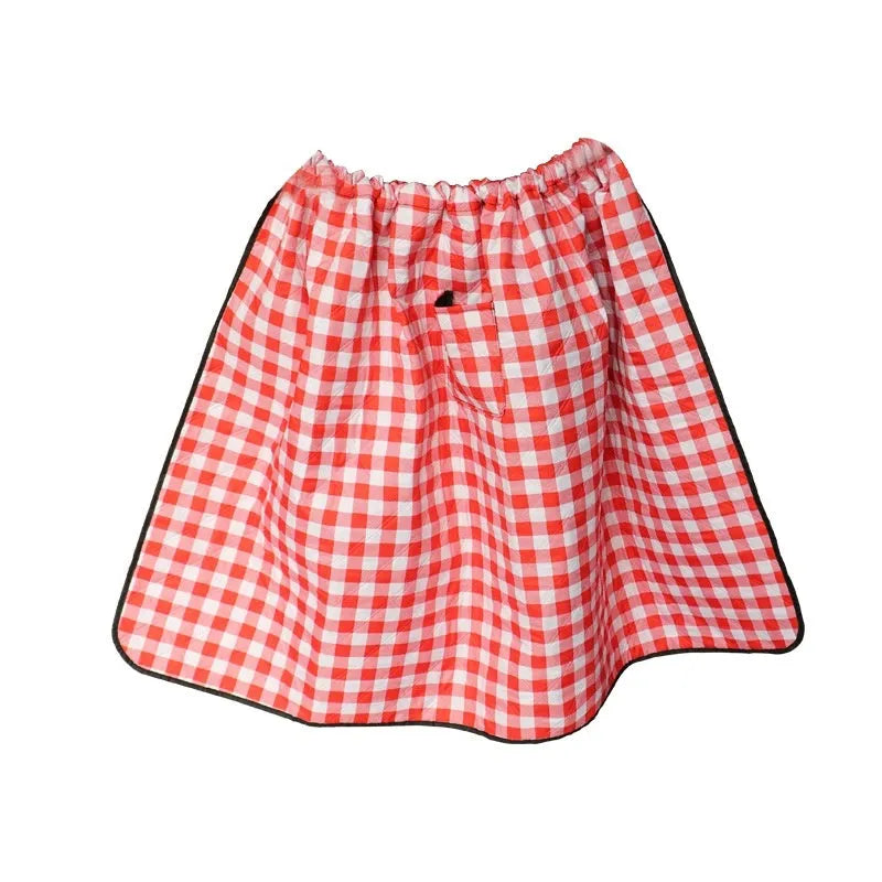Electric car thickened knee pad apron in yellow plaid Oxford cloth with three-layer quilting
