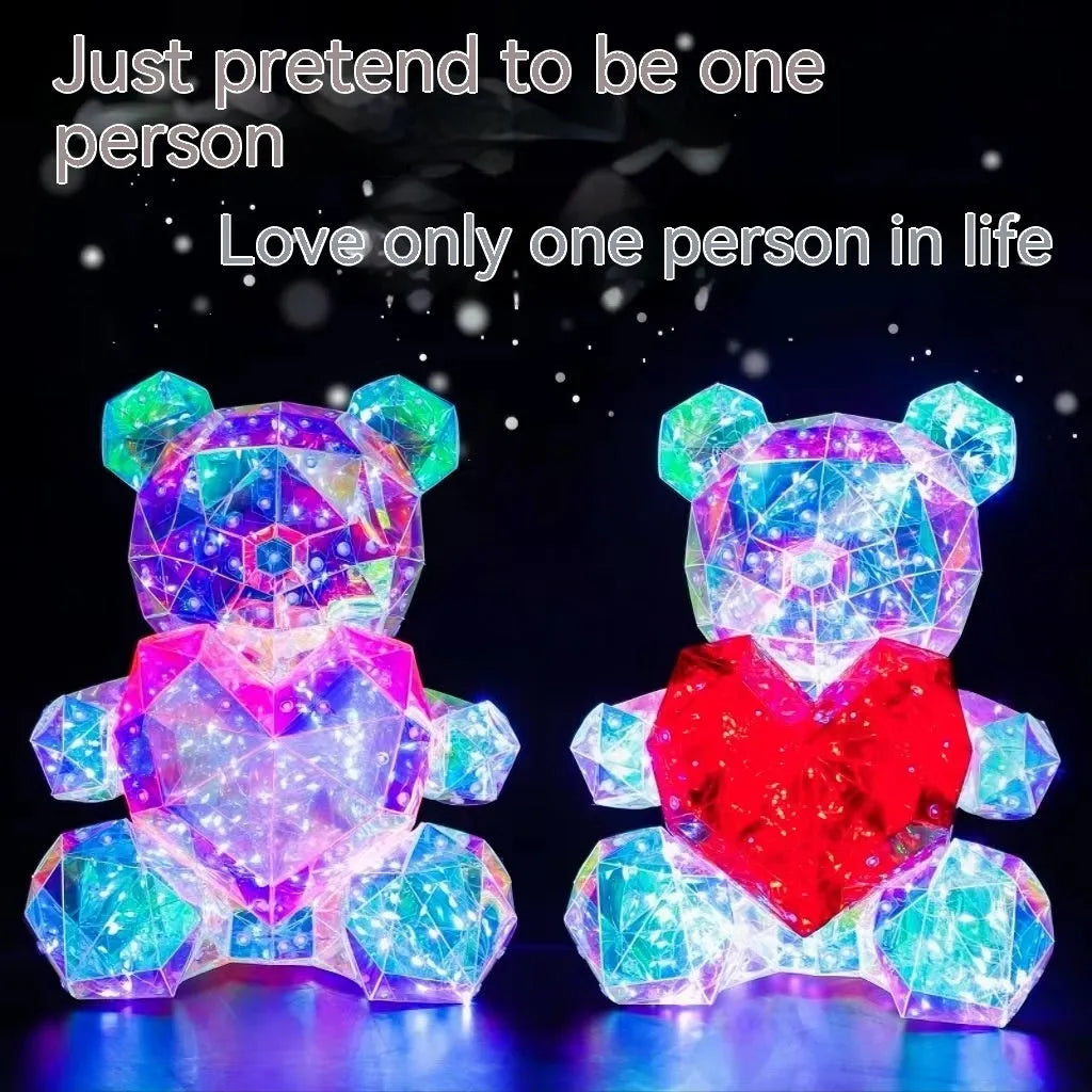 Creative glowing bear plastic gift with USB plug 30 cm red love colour