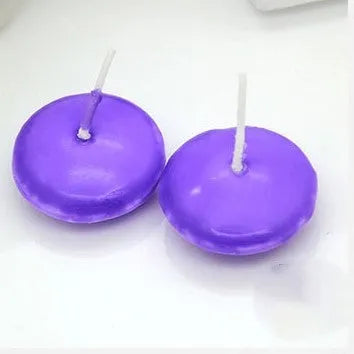 Pack of 10 floating candles in ivory white, red, pink, pure white, and yellow, cylindrical paraffin wax