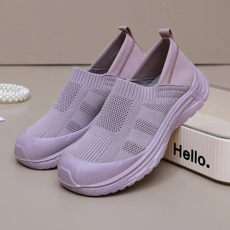 Women's black slip-on one pedal shoes with soft PVC sole and breathable cloth upper