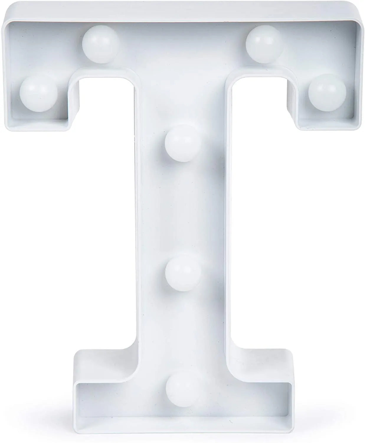 White plastic LED marquee sign letter lamp, 22 cm high, with warm white glow and battery compartment